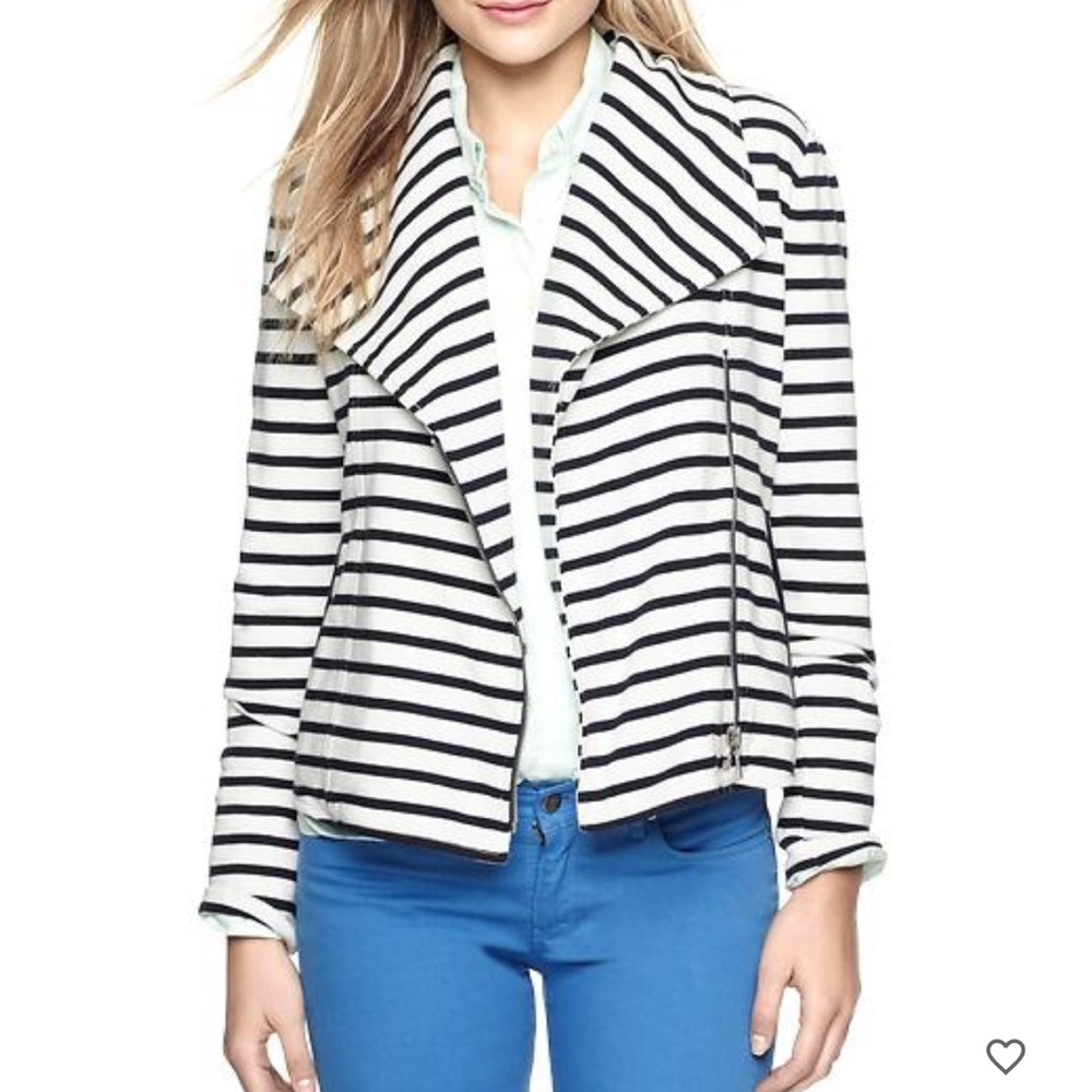 GAP Striped Black and White Moto Jacket